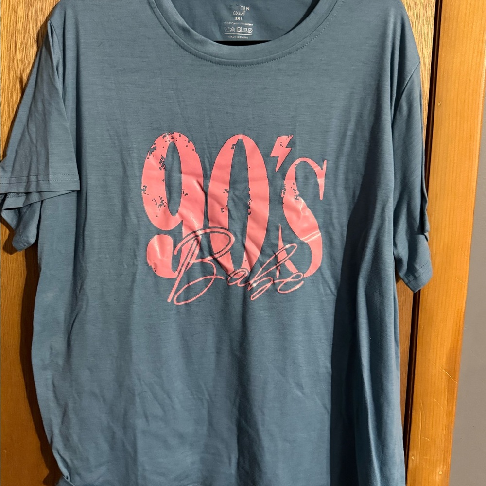 SHEIN 90's Babe Graphic Tee - Blue and Pink